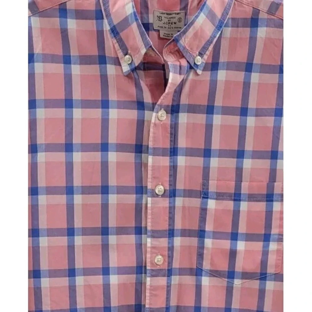 MENS J CREW LIGHTWEIGHT BUTTON‎ UP SHIRT -Pink/Blue Check- SIZE SMALL